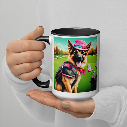 German Shepherd Golfer- Mug with Color Inside V3