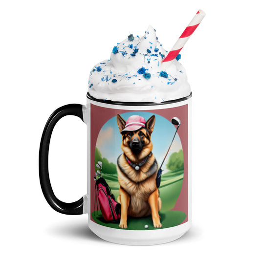 German Shepherd Golfer- Mug with Color Inside V4