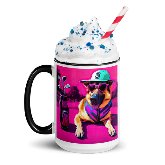 German Shepherd Golfer- Mug with Color Inside V8