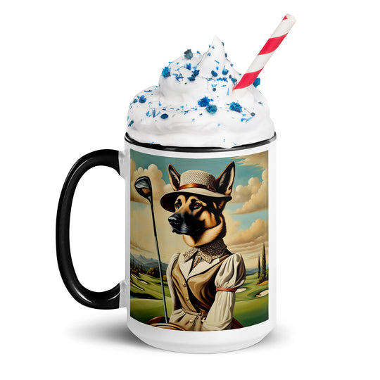 German Shepherd Golfer- Mug with Color Inside V14