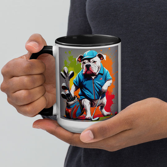 Bulldog Golfer- Mug with Color Inside V2