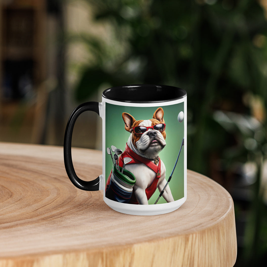 Bulldog Golfer- Mug with Color Inside V3