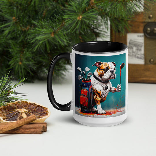 Bulldog Golfer- Mug with Color Inside V4