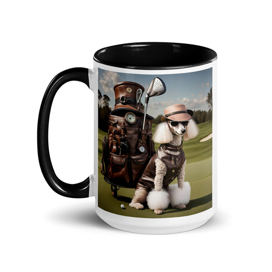 Poodle Golfer- Mug with Color Inside v6