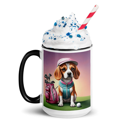 Beagle Golfer- Mug with Color Inside v3