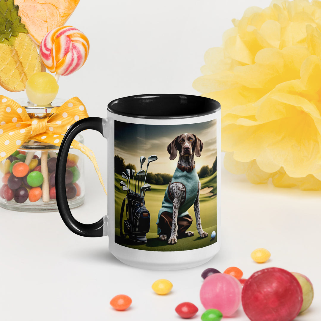 German Shorthaired Pointer Golfer- Mug with Color Inside v2