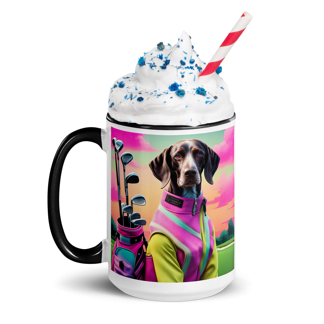 German Shorthaired Pointer Golfer- Mug with Color Inside v3