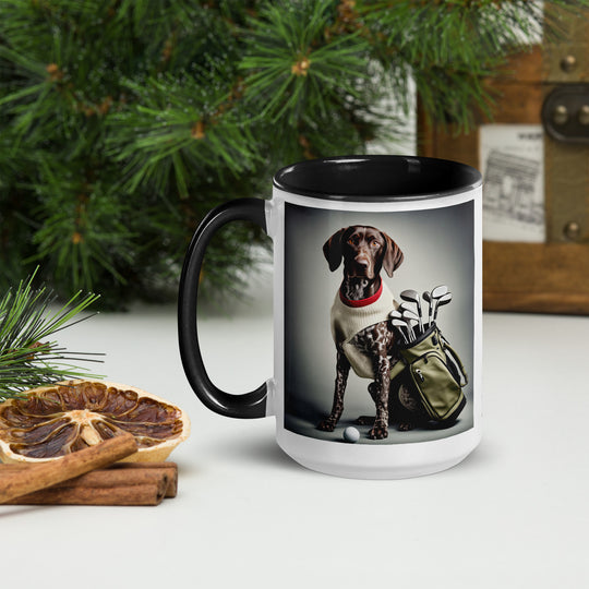 German Shorthaired Pointer Golfer- Mug with Color Inside v4