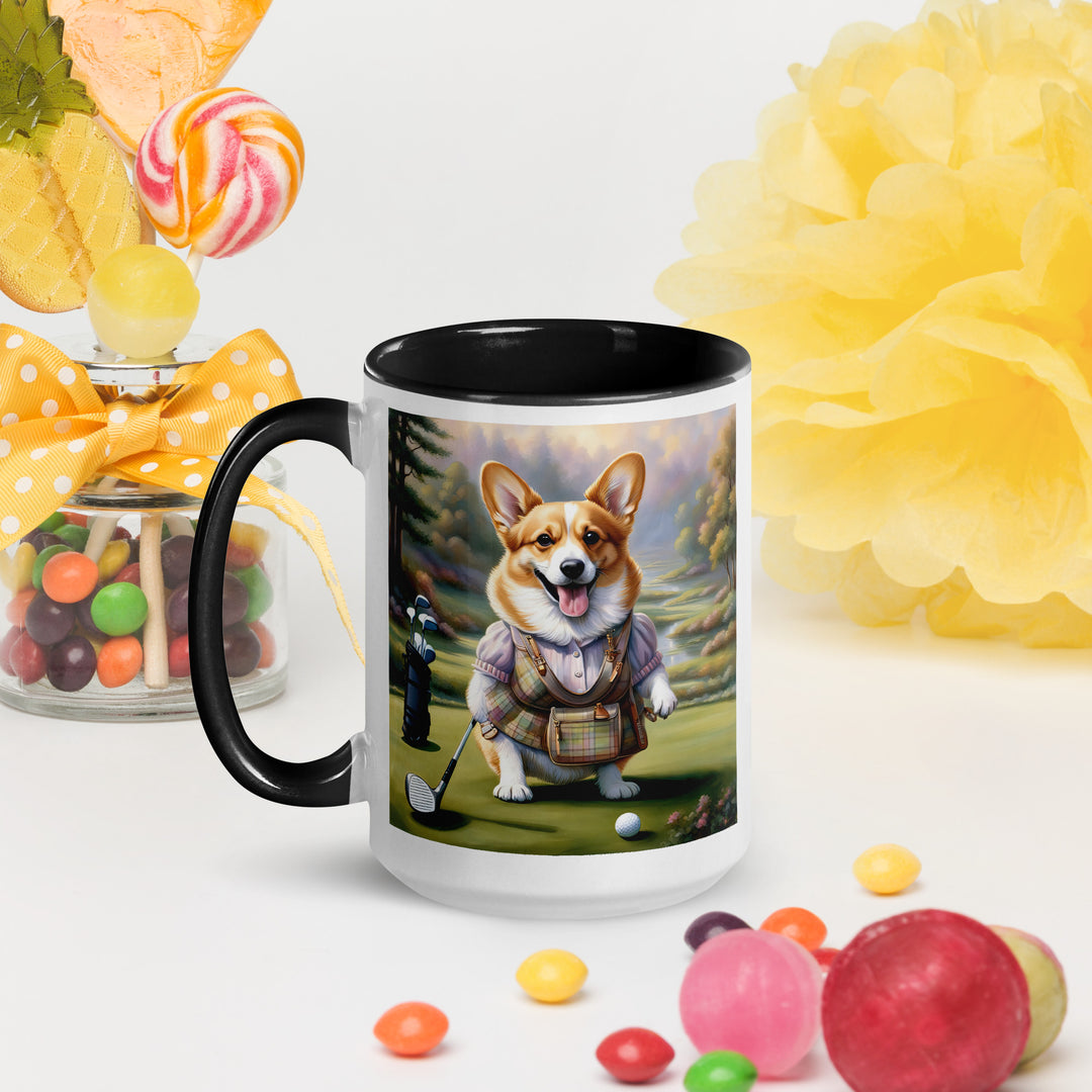 Pembroke Welsh Corgi Golfer- Mug with Color Inside v3