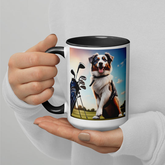 Australian Shepherd Golfer- Mug with Color Inside