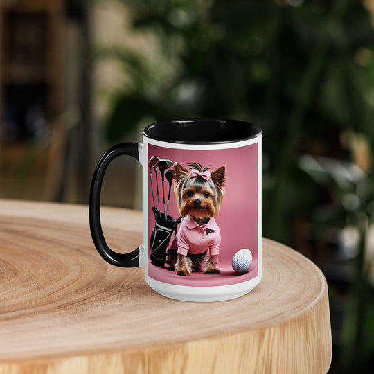 Yorkshire Terrier Golfer- Mug with Color Inside