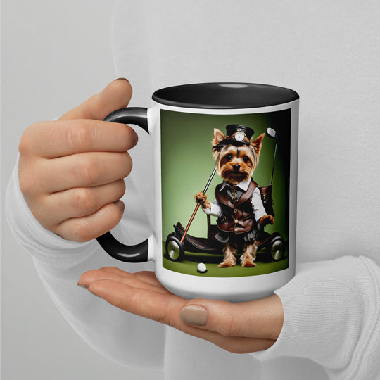 Yorkshire Terrier Golfer- Mug with Color Inside v4