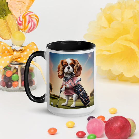 Cavalier King Charles Spaniel Golfer- Mug with Color Inside v2