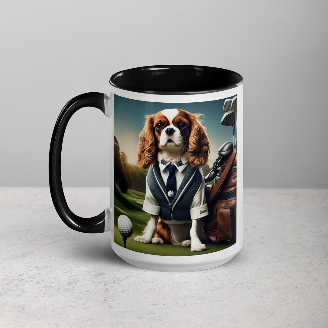 Cavalier King Charles Spaniel Golfer- Mug with Color Inside v3