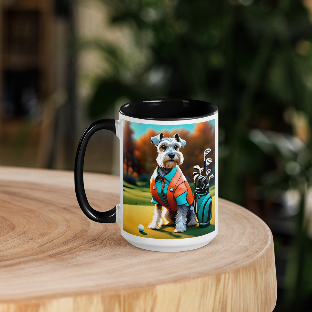 Miniature Schnauzer Golfer- Mug with Color Inside v2