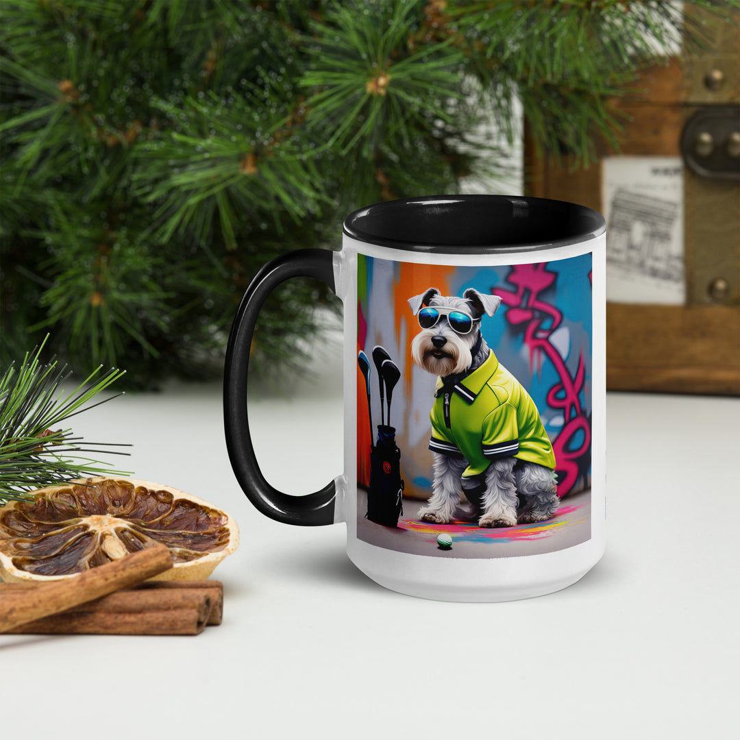 Miniature Schnauzer Golfer- Mug with Color Inside v3