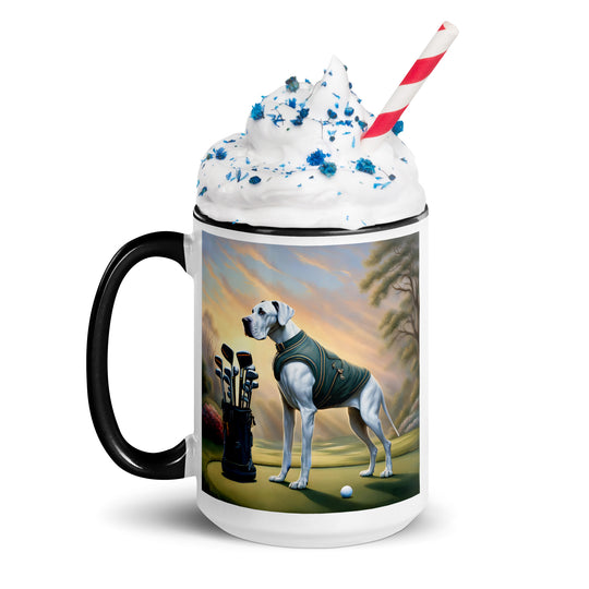 Great Dane Golfer- Mug with Color Inside v3