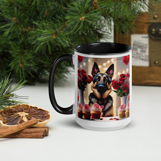 German Shepherd Romantic- Mug with Color Inside v2