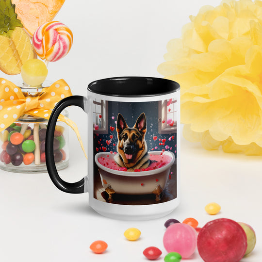 German Shepherd Romantic- Mug with Color Inside v3