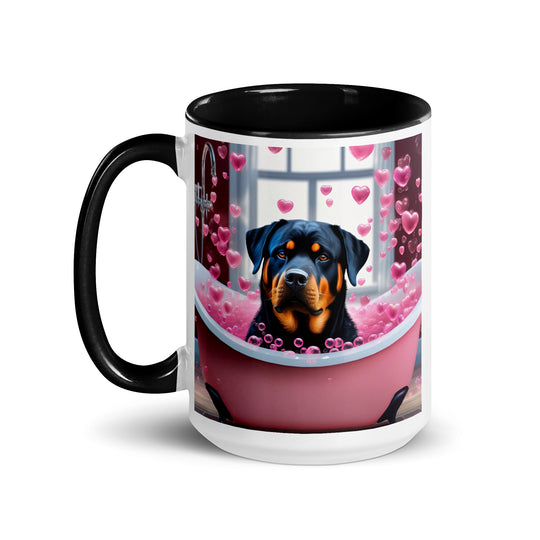 Rottweiler Romantic- Mug with Color Inside v2