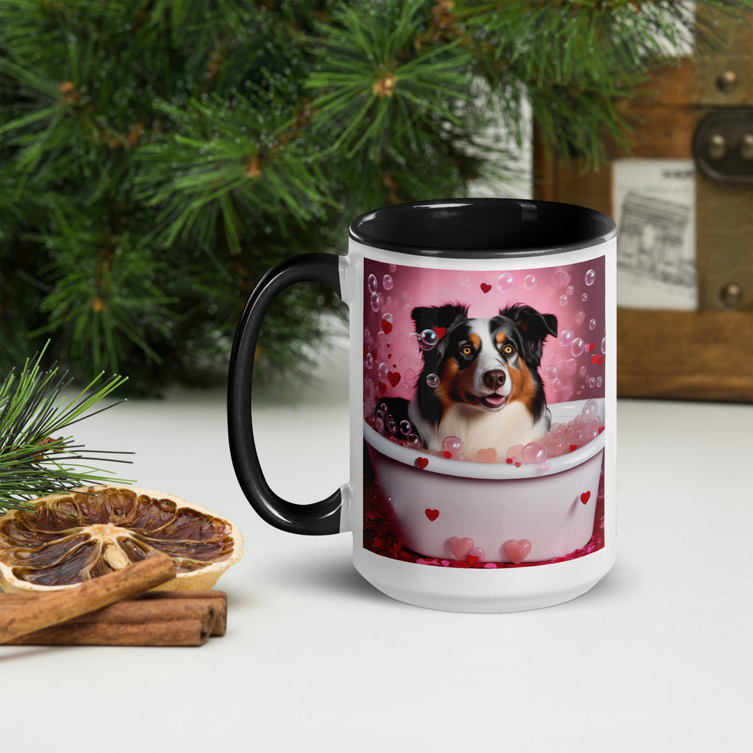 Australian Shepherd Romantic- Mug with Color Inside v2