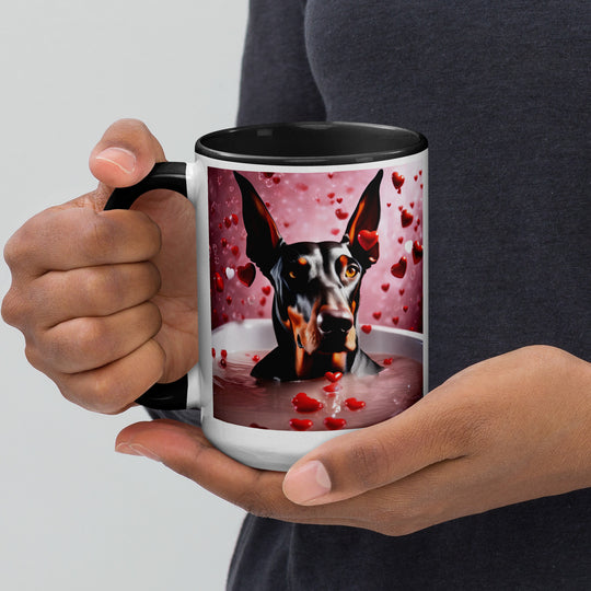 Doberman Pinscher Romantic- Mug with Color Inside v2