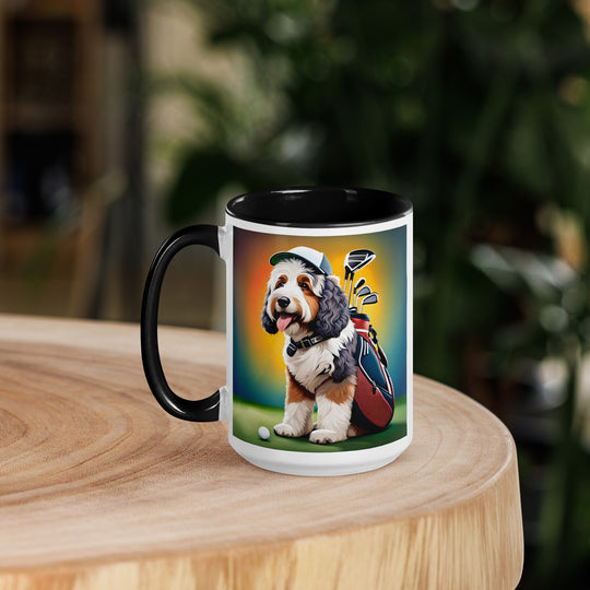 Bernedoodle Golfer- Mug with Color Inside v6