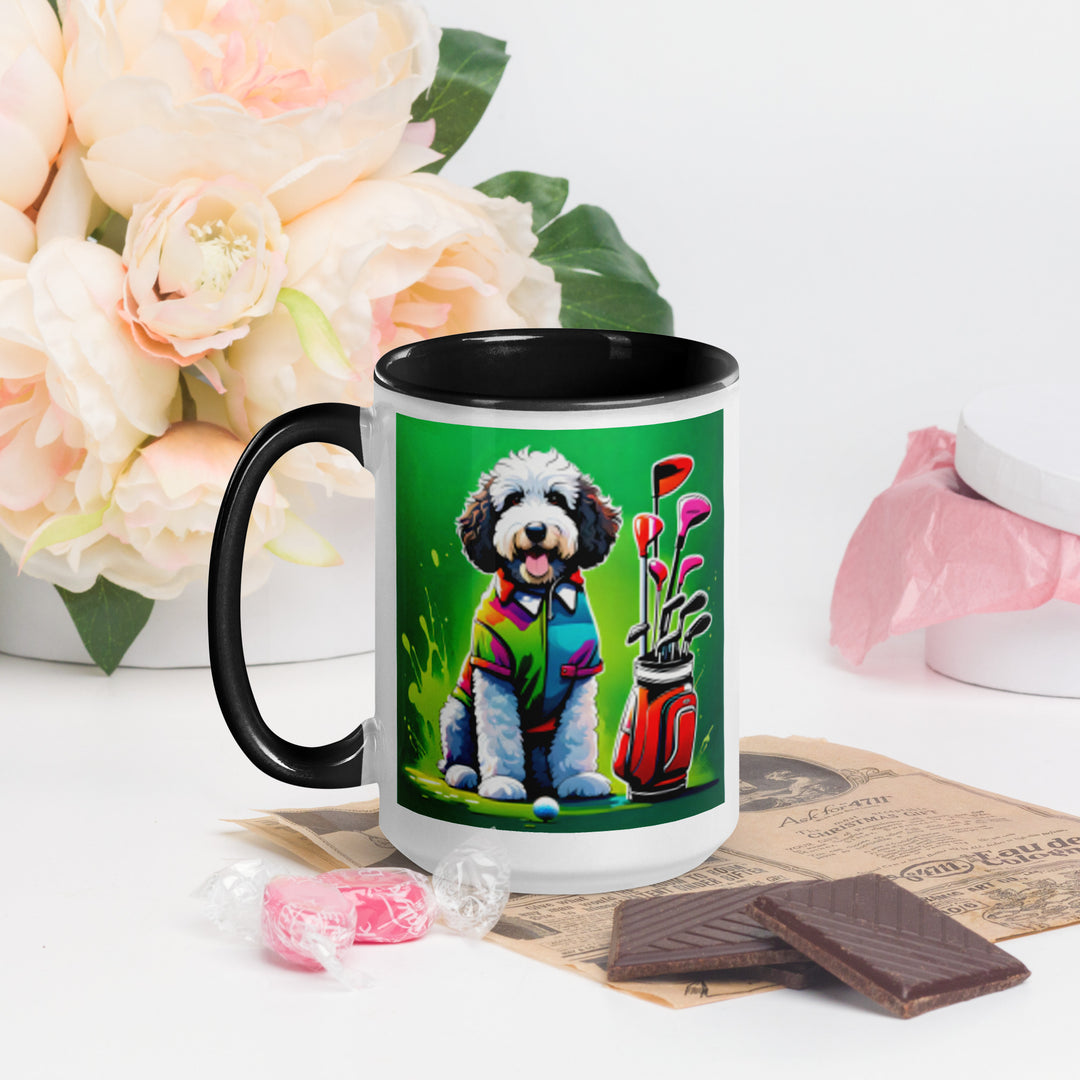 Bernedoodle Golfer- Mug with Color Inside v7