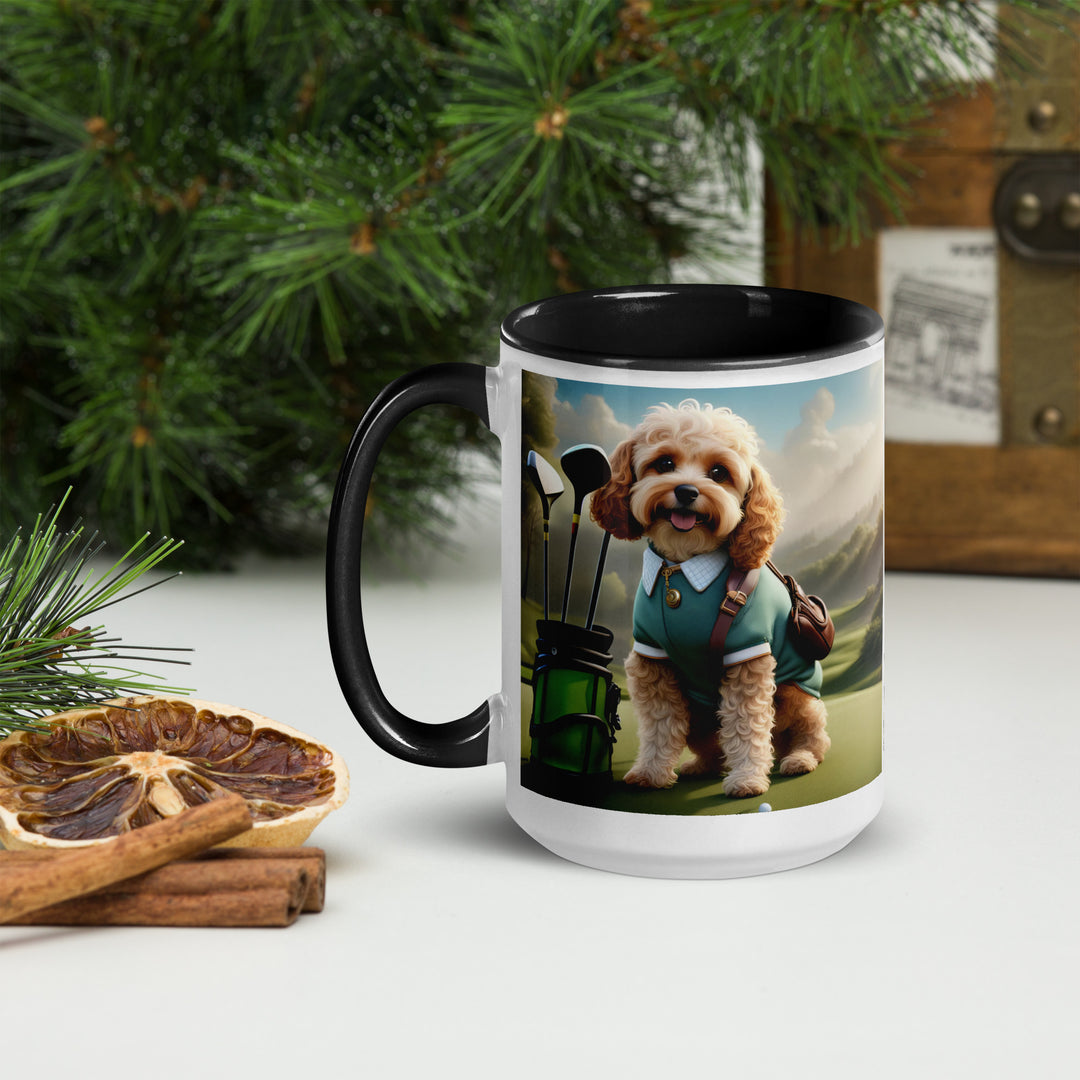 Cavapoo Golfer- Mug with Color Inside