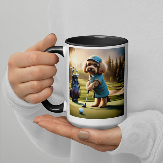 Cavapoo Golfer- Mug with Color Inside v5