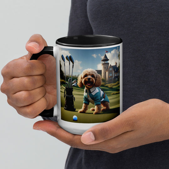 Cavapoo Golfer- Mug with Color Inside v6