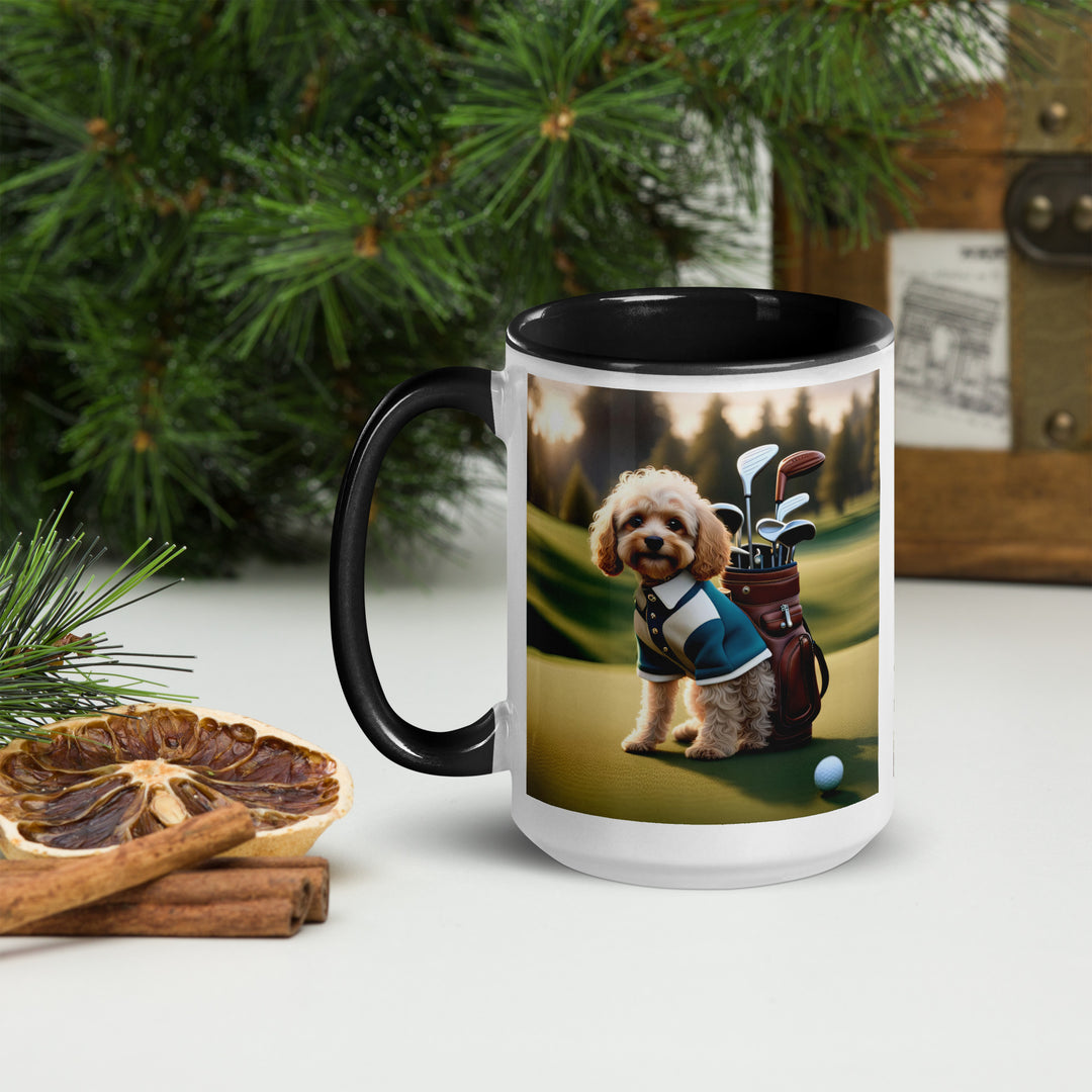 Cavapoo Golfer- Mug with Color Inside v8