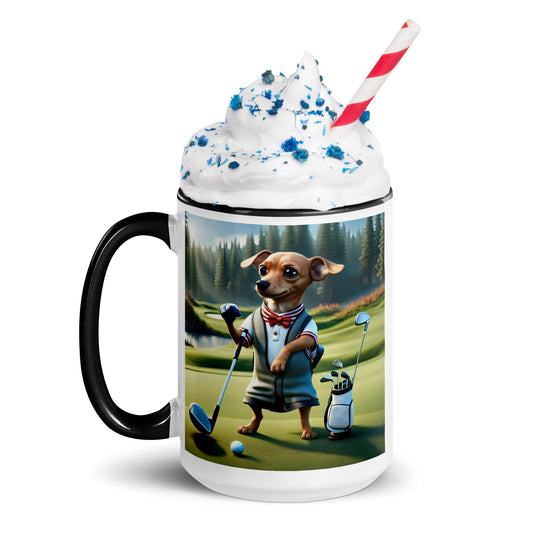 Chiweenie Golfer- Mug with Color Inside v3