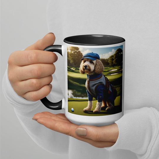 Cockapoo Golfer- Mug with Color Inside v9