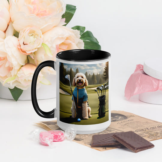 Goldendoodle Golfer- Mug with Color Inside v3