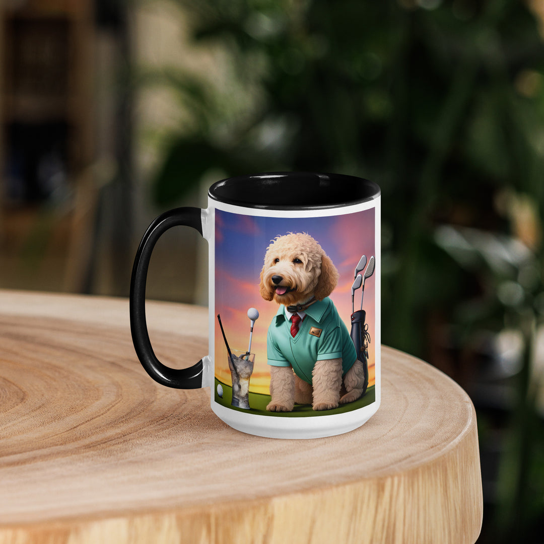 Goldendoodle Golfer- Mug with Color Inside v5