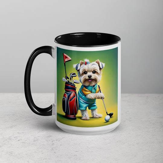 Morkie Golfer- Mug with Color Inside v4