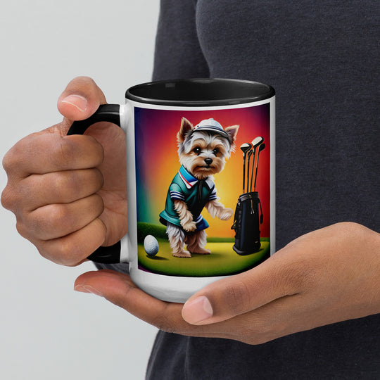 Morkie Golfer- Mug with Color Inside v5