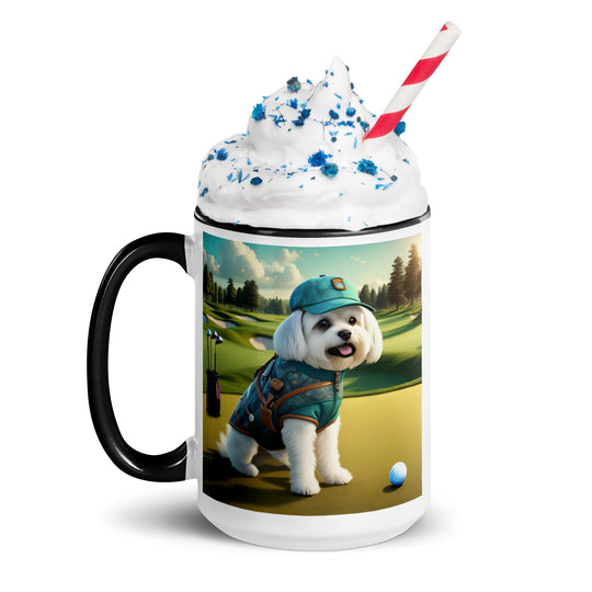 Pekapoo Golfer- Mug with Color Inside v11