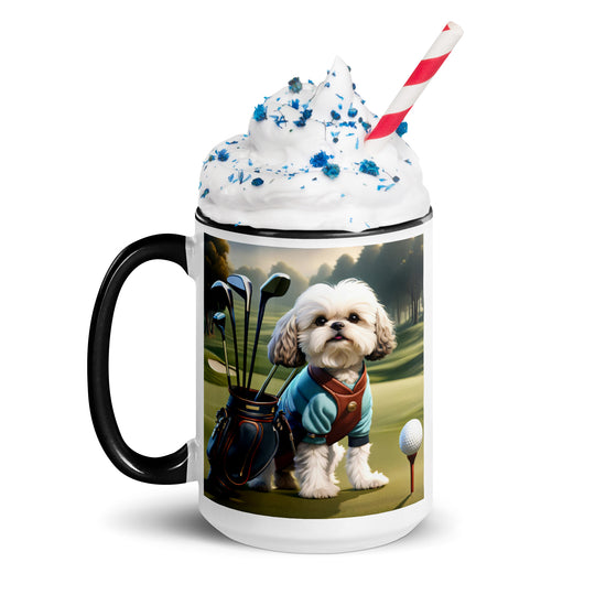 Shih-Poo Golfer- Mug with Color Inside v2