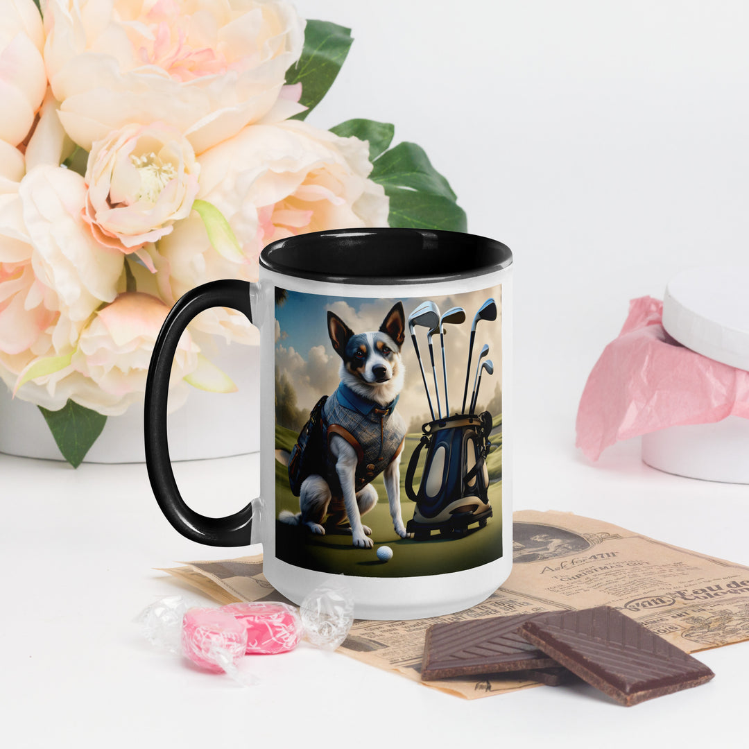 Texas Heeler Golfer- Mug with Color Inside v4