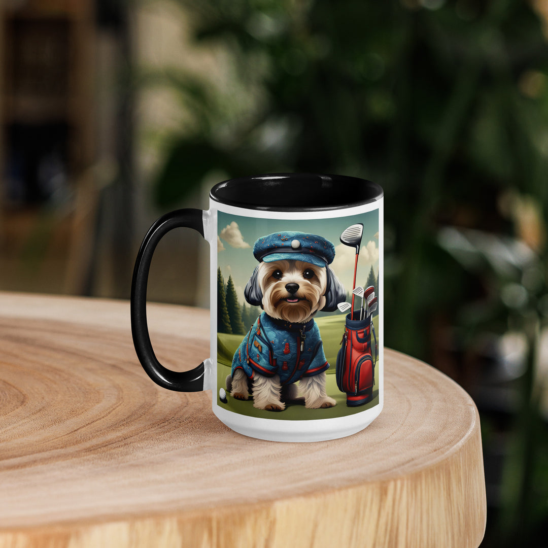 Yorkipoo Golfer- Mug with Color Inside v4