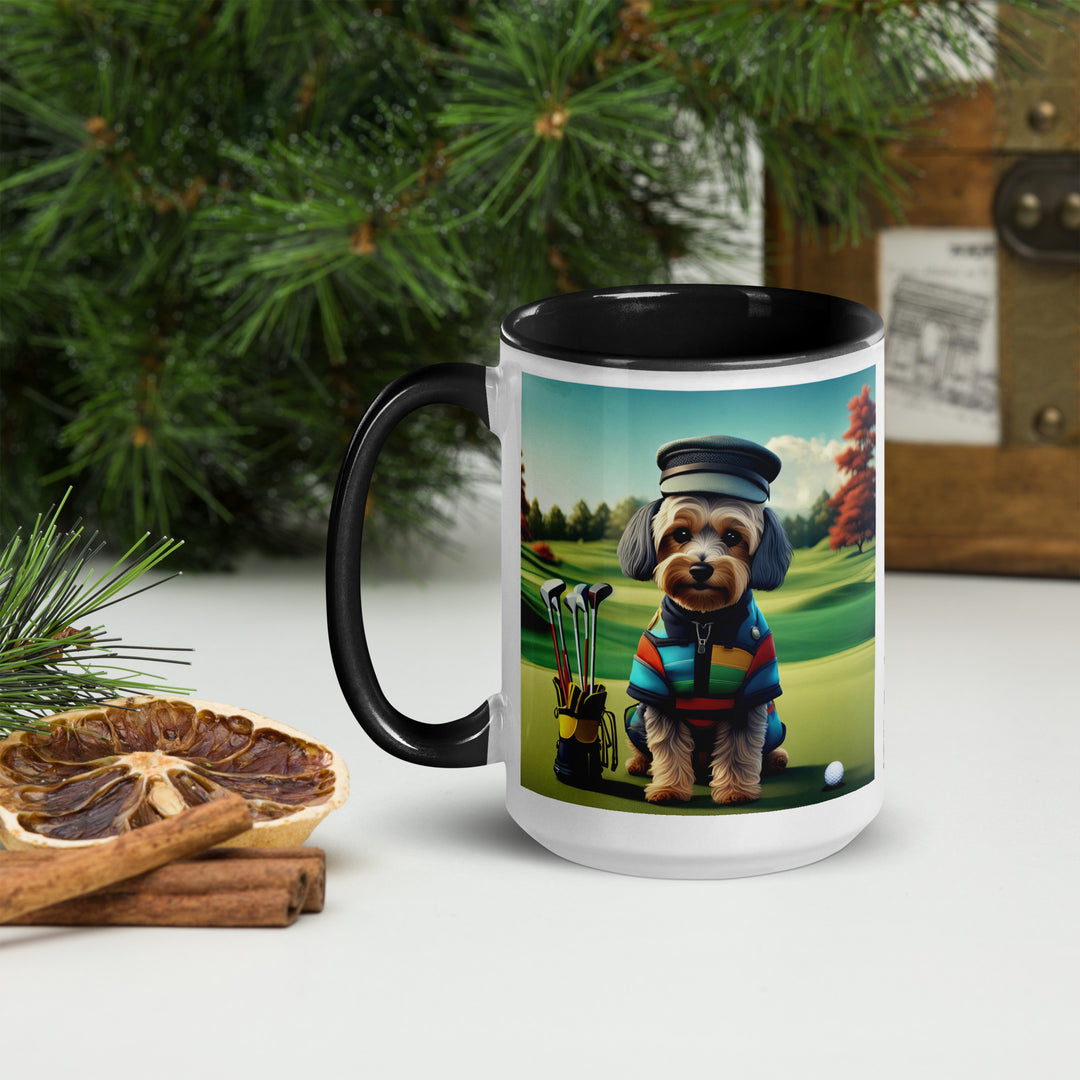 Yorkipoo Golfer- Mug with Color Inside v5