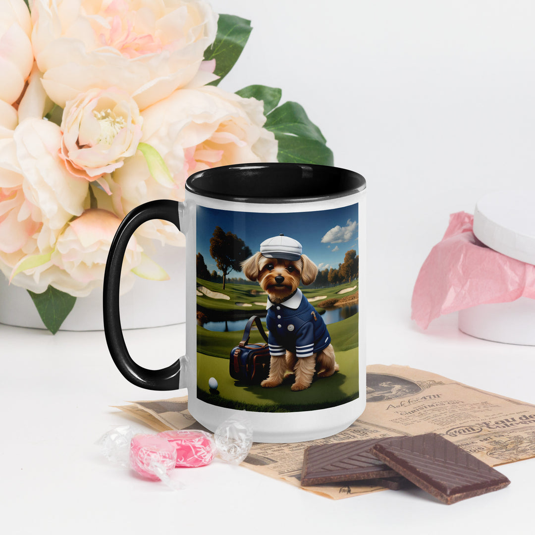 Yorkipoo Golfer- Mug with Color Inside v6