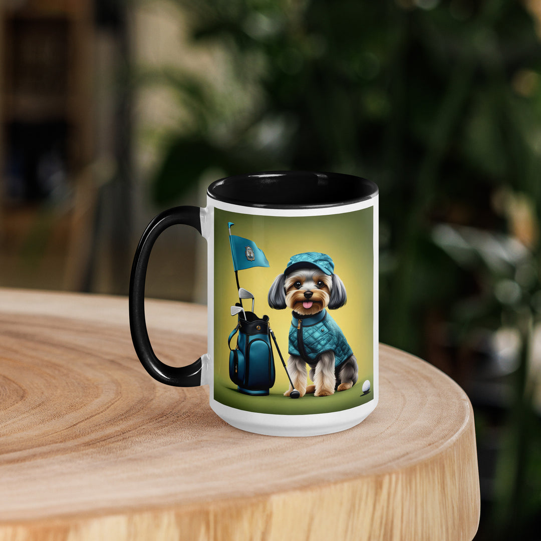 Yorkipoo Golfer- Mug with Color Inside v7