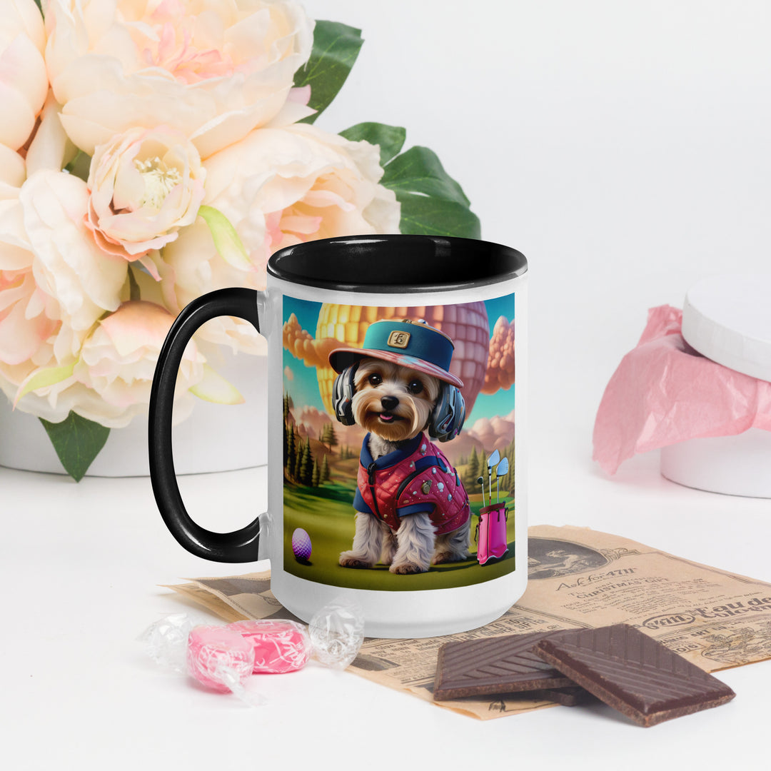 Yorkipoo Golfer- Mug with Color Inside v9