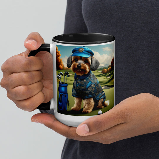 Yorkipoo Golfer- Mug with Color Inside v10