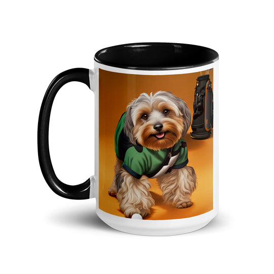 Yorkipoo Golfer- Mug with Color Inside v11