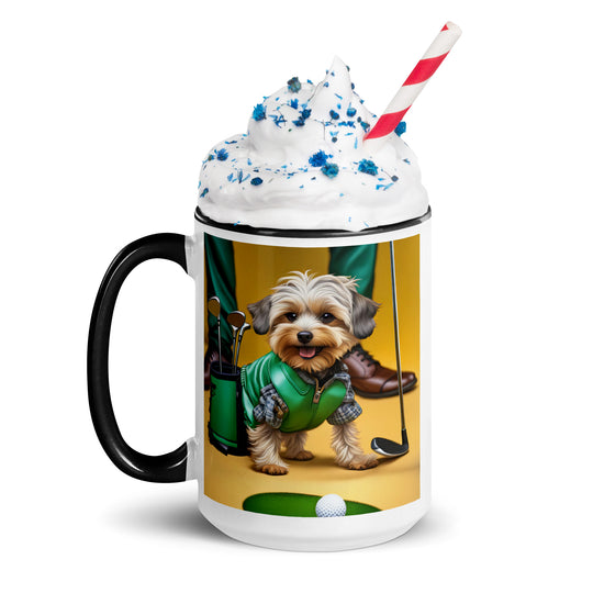 Yorkipoo Golfer- Mug with Color Inside v12