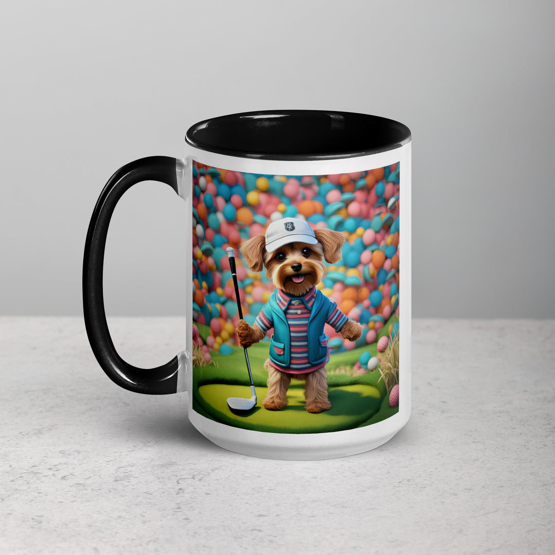 Yorkipoo Golfer- Mug with Color Inside v14